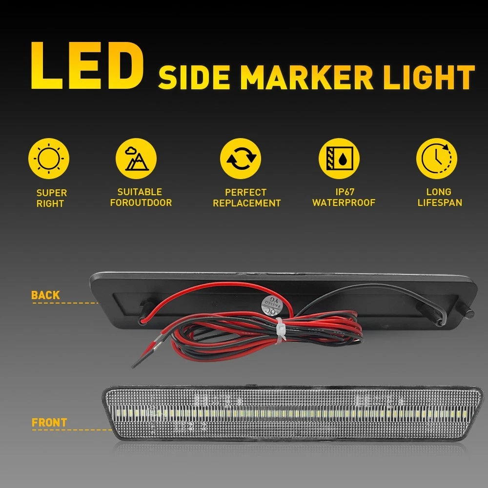 2x For 1999-04 Ford Mustang White LED Side Marker Lights Lamps Rear Clear Lens A 6B93BC-57