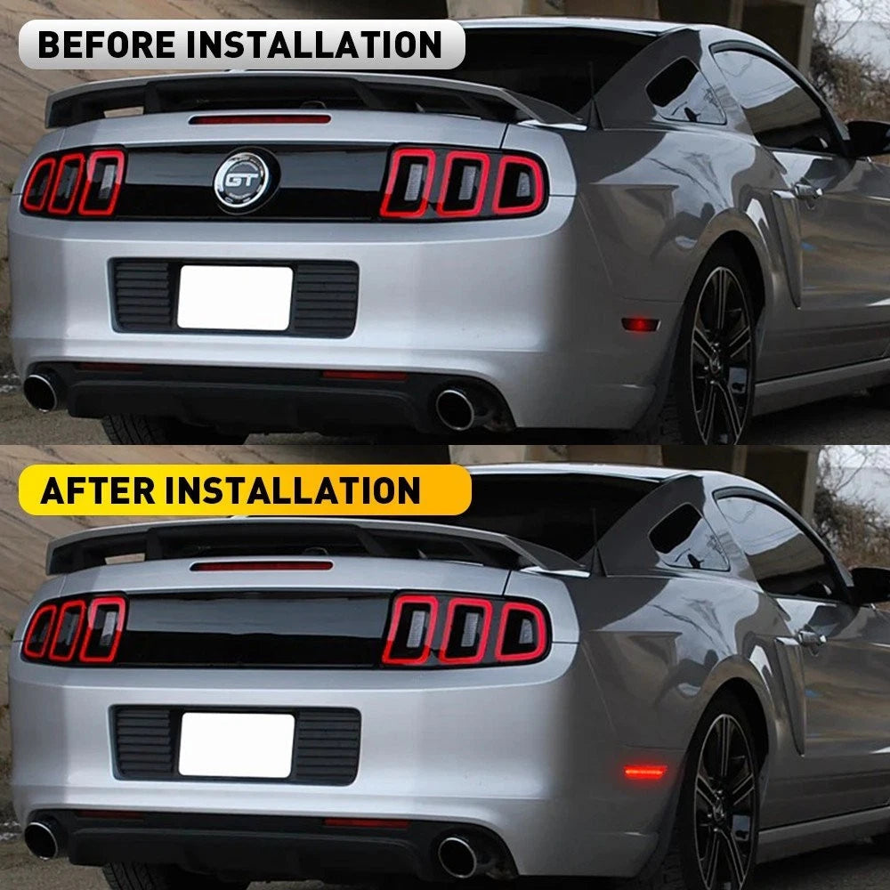 For 2010-2014 Ford Mustang Red Lens LED Rear Bumper Side Marker Light Lamp Pair 6B93BC-57