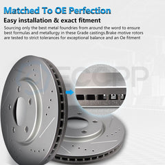 Front & Rear Brake Rotors Ceramic Pads Drilled Slotted For 2012-2013 Buick Regal
