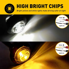 20X 3/4" Amber White Small Round Side Marker lights LED Mini Button lamps 12V EA 6B93BC-57