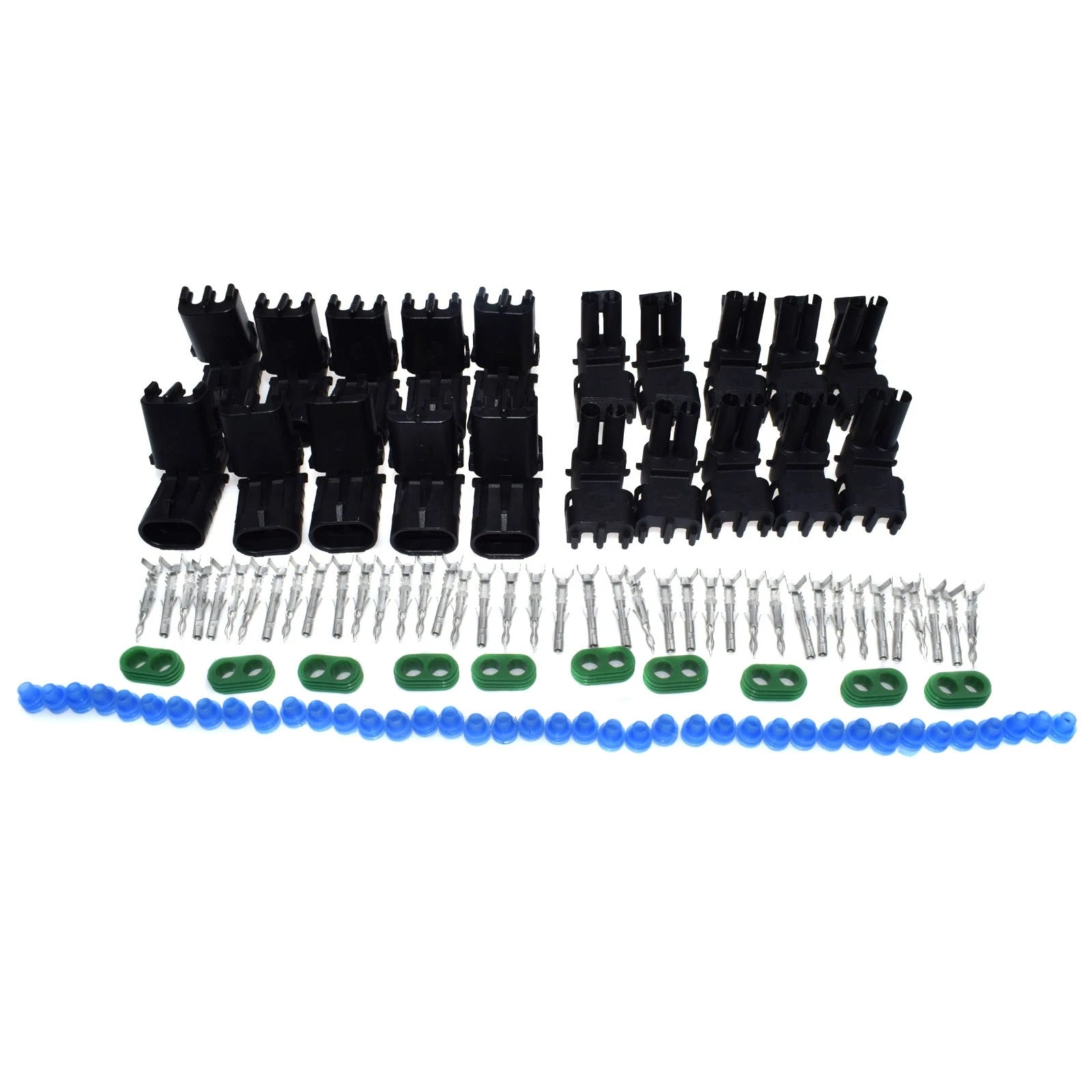 10 Set of 12 14 16 18 Gauge 2 Pin Position Terminal Weather Pack Connector Kit 6B93BC-57