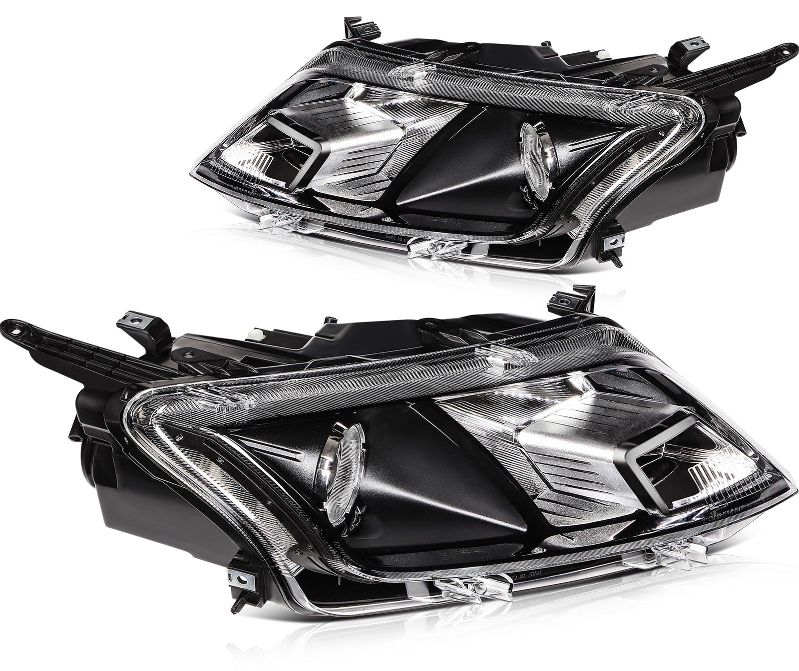 Left+Right Headlights Assembly For 2010 2011 2012 Ford Fusion Black Housing 6B93BC-57