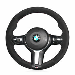Hand-Sewing Black Suede Leather Steering Wheel Covers Wrap For BMW F22 F30 F32