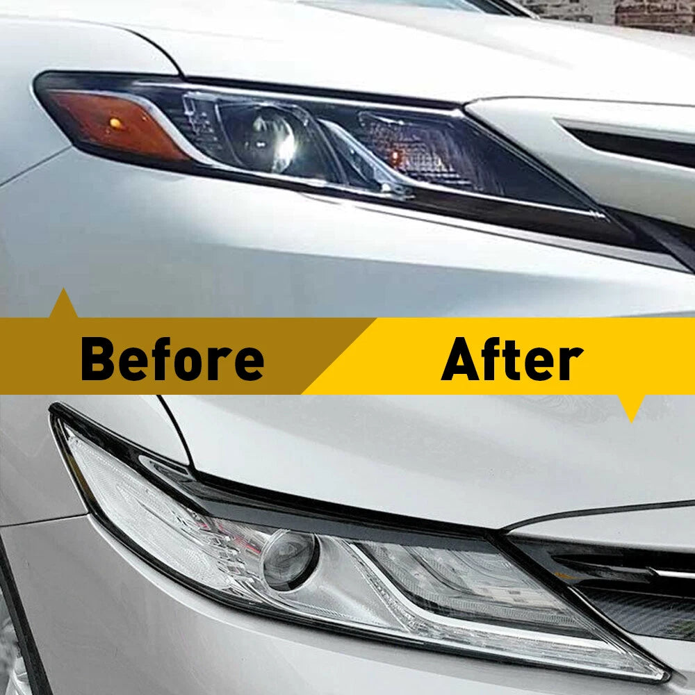 FOR TOYOTA 2018-2022 CAMRY GLOSSY BLACK HEADLIGHT EYELID EYE LID COVER EYEBROWS 6B93BC-57