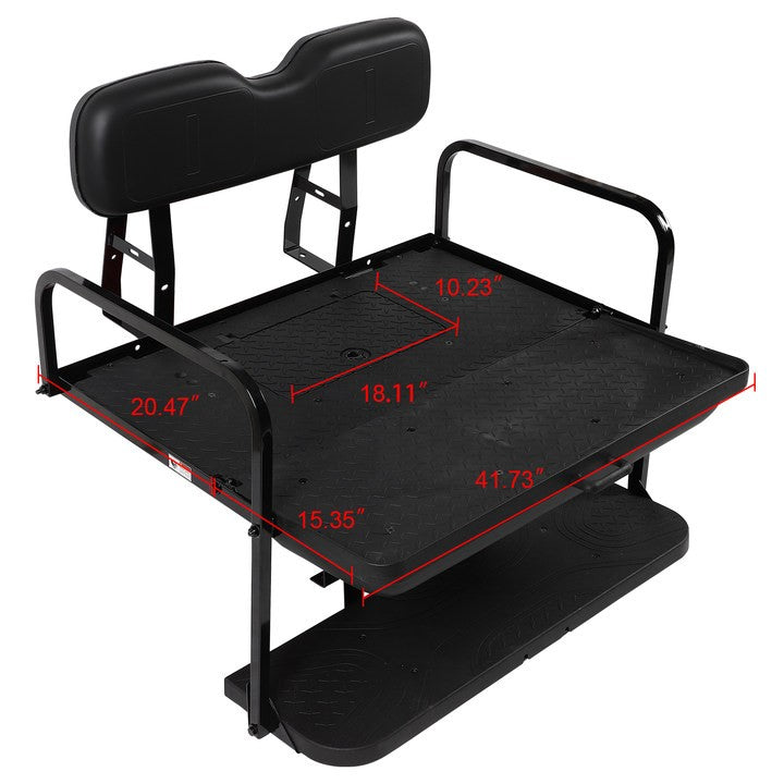 Rear Flip Seat for EZGO TXT Golf Carts Black Cushions 1994.5-Up 6B93BC-57