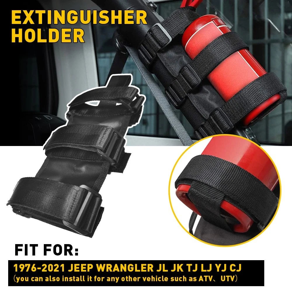 Car Fire Bar Extinguisher Roll Holder Adjustable Bracket Mount for Jeep Wrang US 6B93BC-57