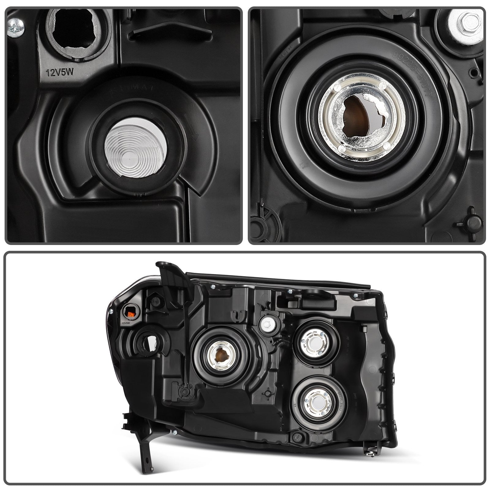 ECCPP Headlights Assembly For Honda Pilot 3.5L 2009-2011 Pair Kit Black Amber 6B93BC-57