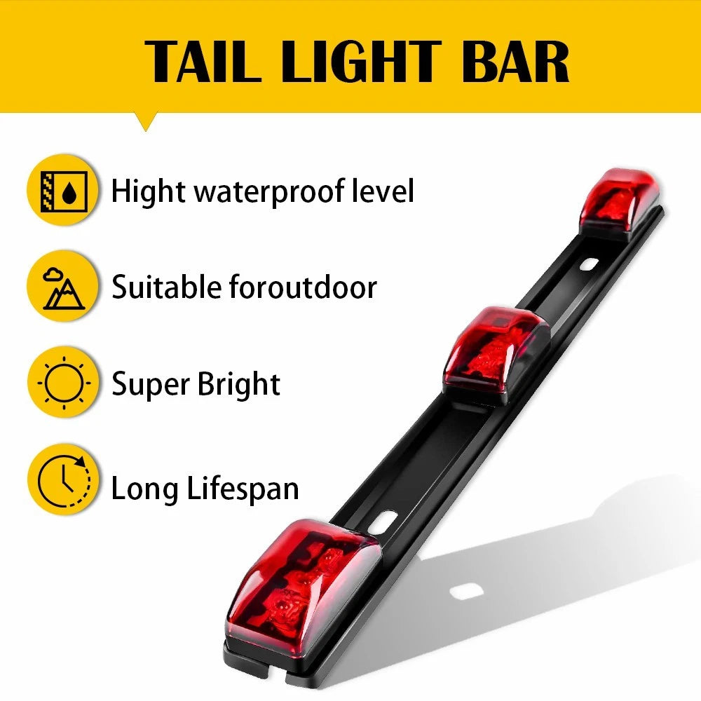 15 inch Sealed Truck& RV Trailer Light Bar 3 LED Third Brake Lights Strip Red 6B93BC-57