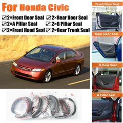 Rubber Seal Strips Weather Draft Wind Noise Reduction Kit For Honda Civic 95-00