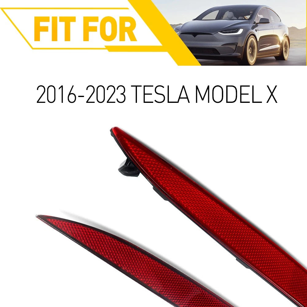 Pair For 2016-2023 Tesla X Model Rear Bumper Reflector Red Light 103 4342 00 C 6B93BC-57