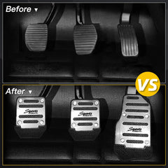 3 Piece Universal Car Non-Slip Manual Gas Brake Foot Pedal Pad Cover Set Silver 6B93BC-57