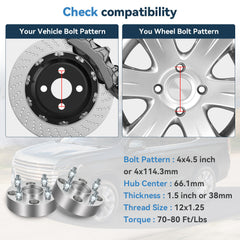 2 Pcs 1.5" 4x114.3 Hub Centric Wheel Spacers For Nissan Sentra Altima Cube Versa 6B93BC-57