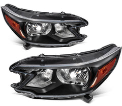 Pair Halogon Headlights Assembly For 2012-2014 Honda CR-V CRV 2.4L Black Amber 6B93BC-57