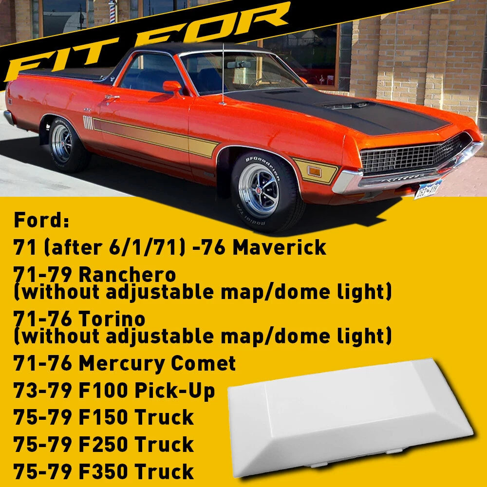 For 1975-1979 Ford F150 F250 Truck Dome Light Plastic Replacement Len Cover EOA 6B93BC-57