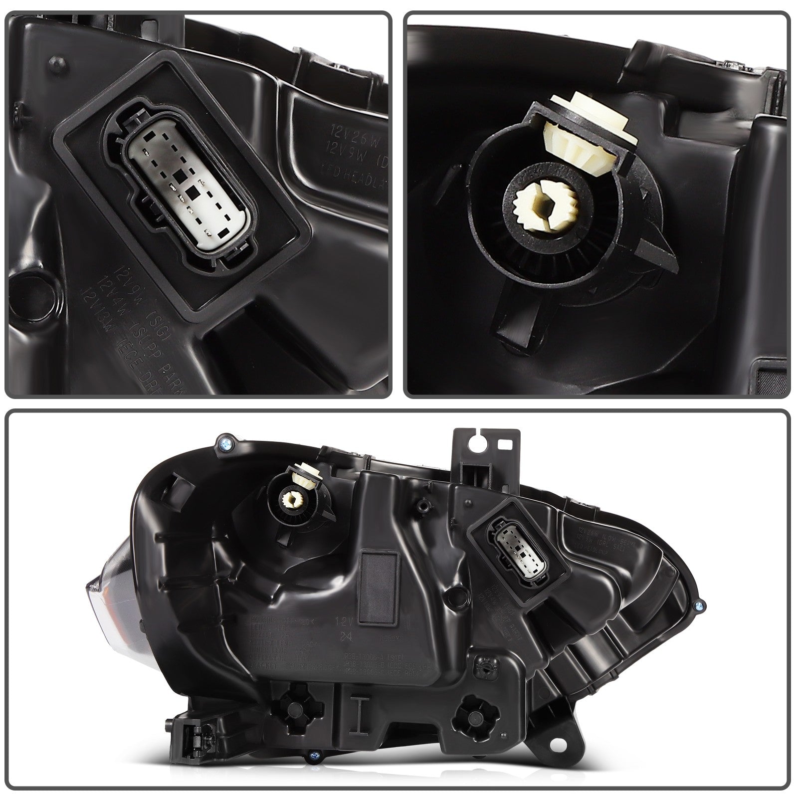 Left+Right For 2018-2020 Ford Mustang Black Housing w/LED DRL Headlight Assembly 6B93BC-57