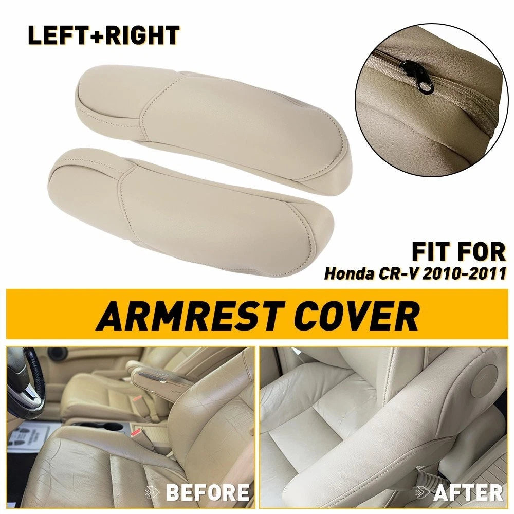 Pair Beige Leather Front Seat Armrest Replacement Cover Fit Honda CR-V 2010-2011 6B93BC-57