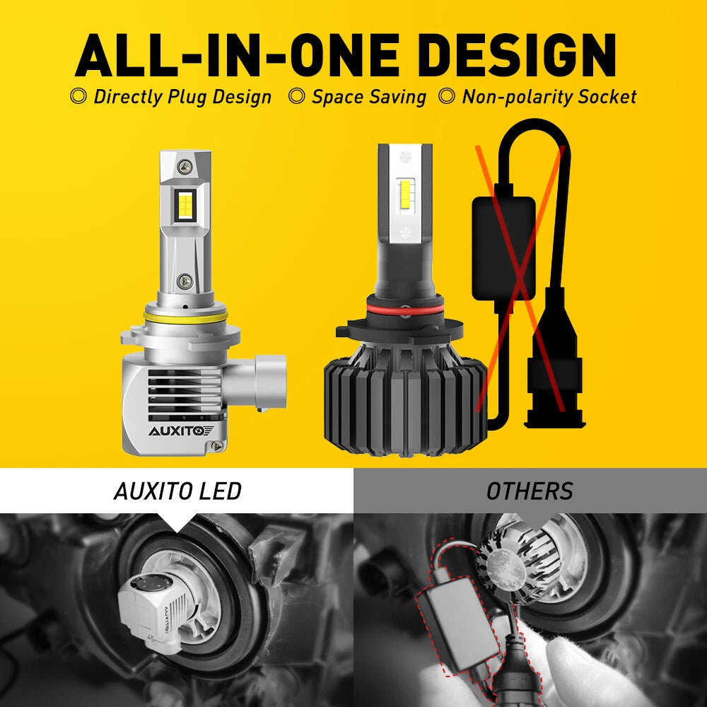AUXITO 9006 LED Headlight Bulbs Conversion Kit Low Beam 6000K White 24000LM Q16 AUXITO