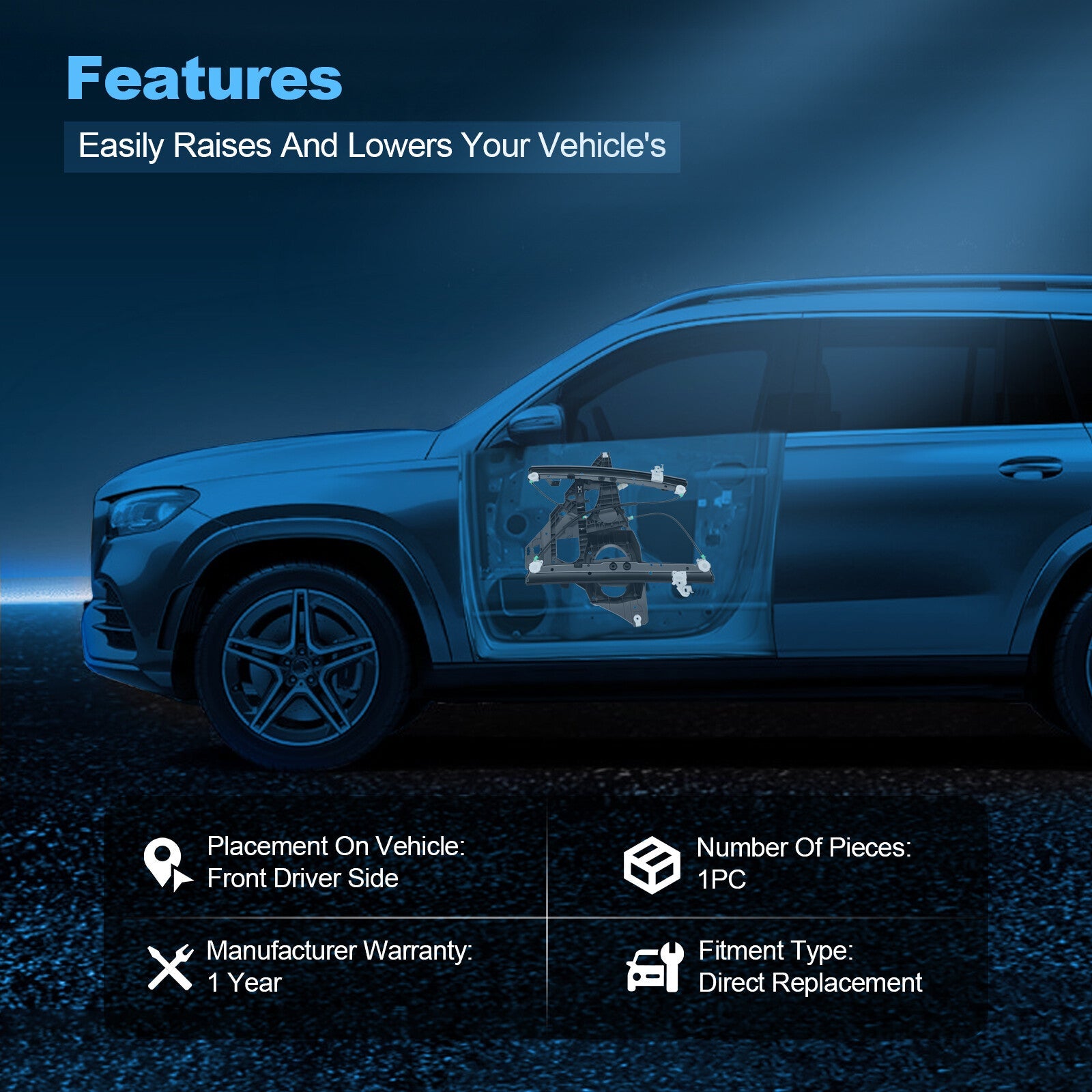 For Ford Expedition 2003-2006 Front Driver Side Window Regulator w/ Motor 6B93BC-57