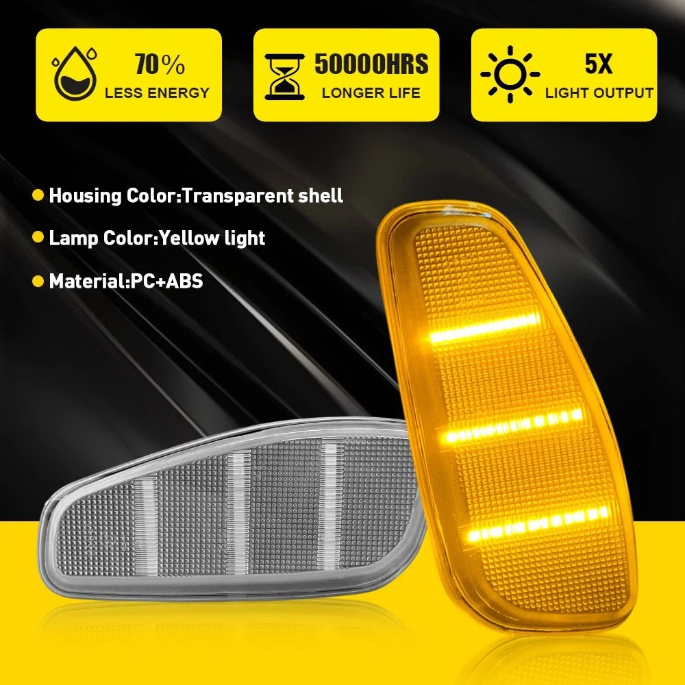 2x Amber LED Side Marker Lights Fender Lamps Clear For 2015-2023 Jeep Renegade A 6B93BC-57