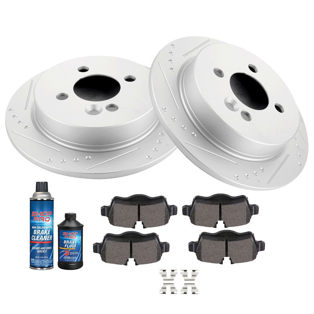 Rear Discs Brake Rotors and Ceramic Pads For MINI Cooper 2007 - 2008 Slotted
