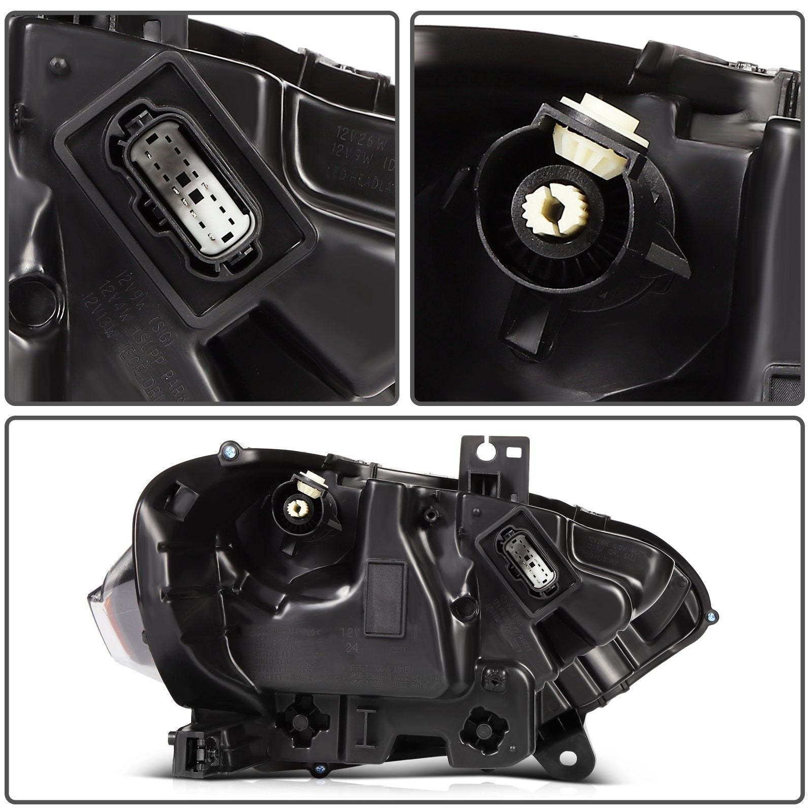 Pair Kit Full LED Headlights Assembly For 2018-2020 Ford Mustang Black Amber 6B93BC-57