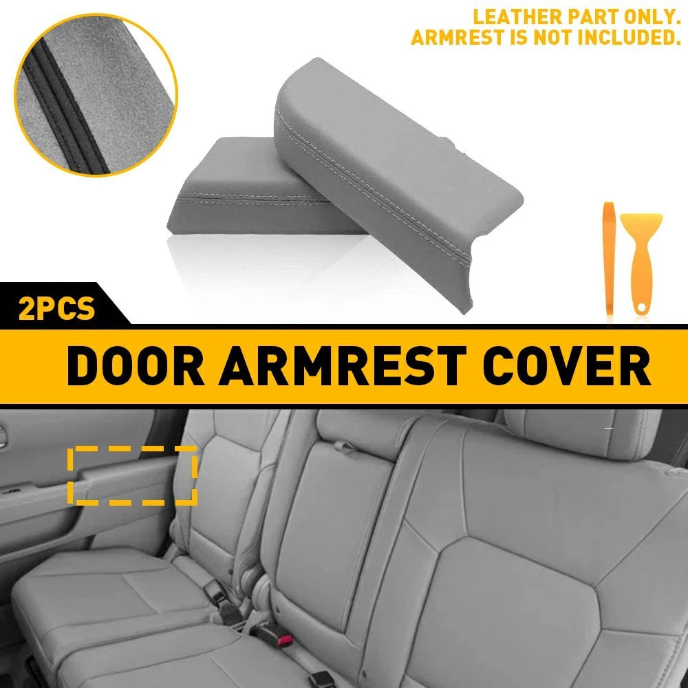 Fits 2009-2015 Honda Pilot Leather Rear Door Panels Armrest Cover 2pcs Gray 6B93BC-57