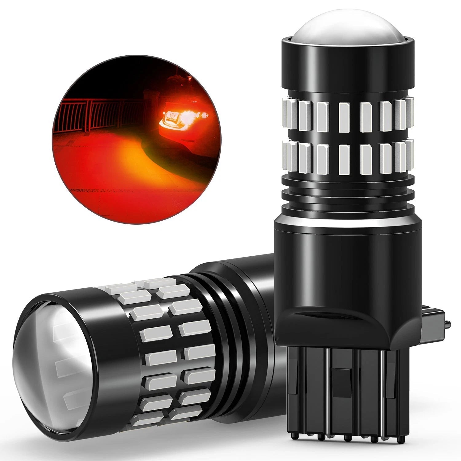 2-10x AUXITO 7443 Red LED Strobe Flashing Blinking Brake Tail Light Parking Bulb AUXITO