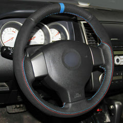 Top Black Leather Steering Wheel Hand-stitch on Wrap Cover For Nissan Livina
