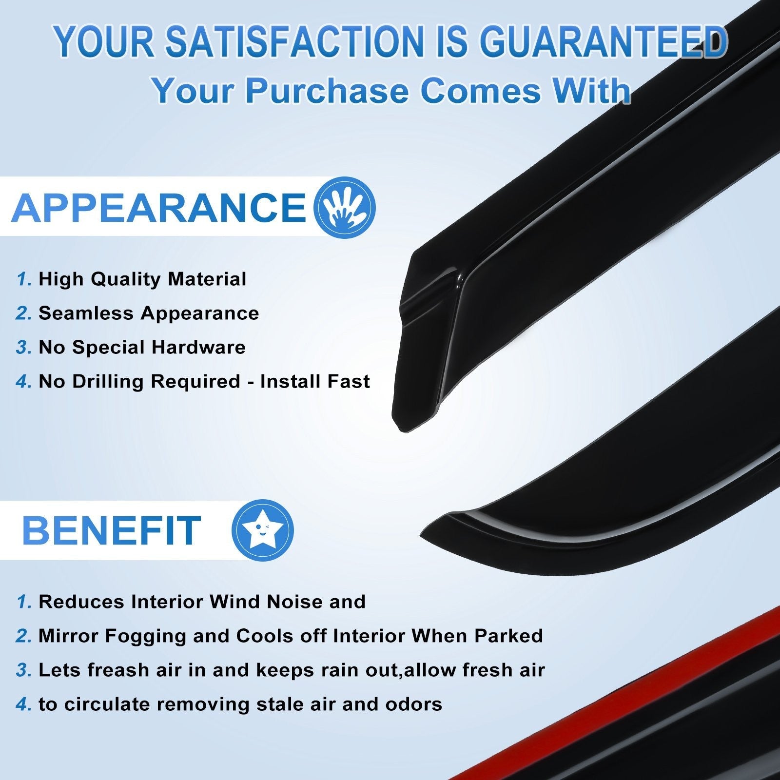 Window Visor Vent Rain Shades Deflectors For 00-07 Silverado/Sierra Crew Cab 6B93BC-57