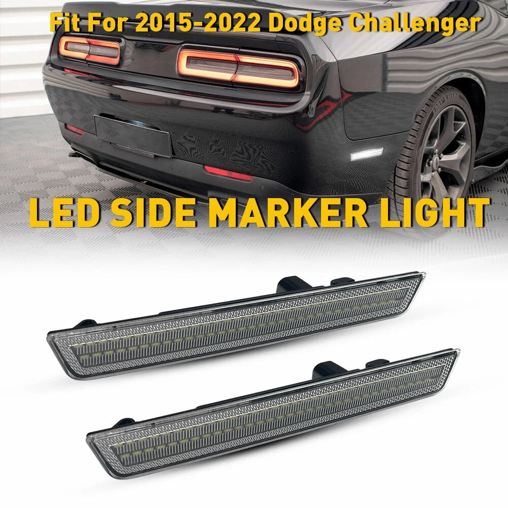 For 2015-2022 Dodge Challenger Rear White Bumper Side Marker Lamps Lights 6B93BC-57