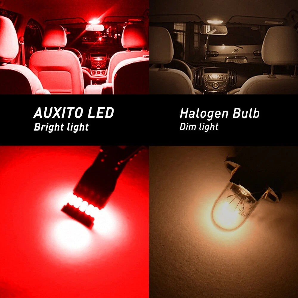 10Pcs Red T10 LED SMD Car Side Marker Interior Light Dome Map Bulbs W5W 194 168 6B93BC-57