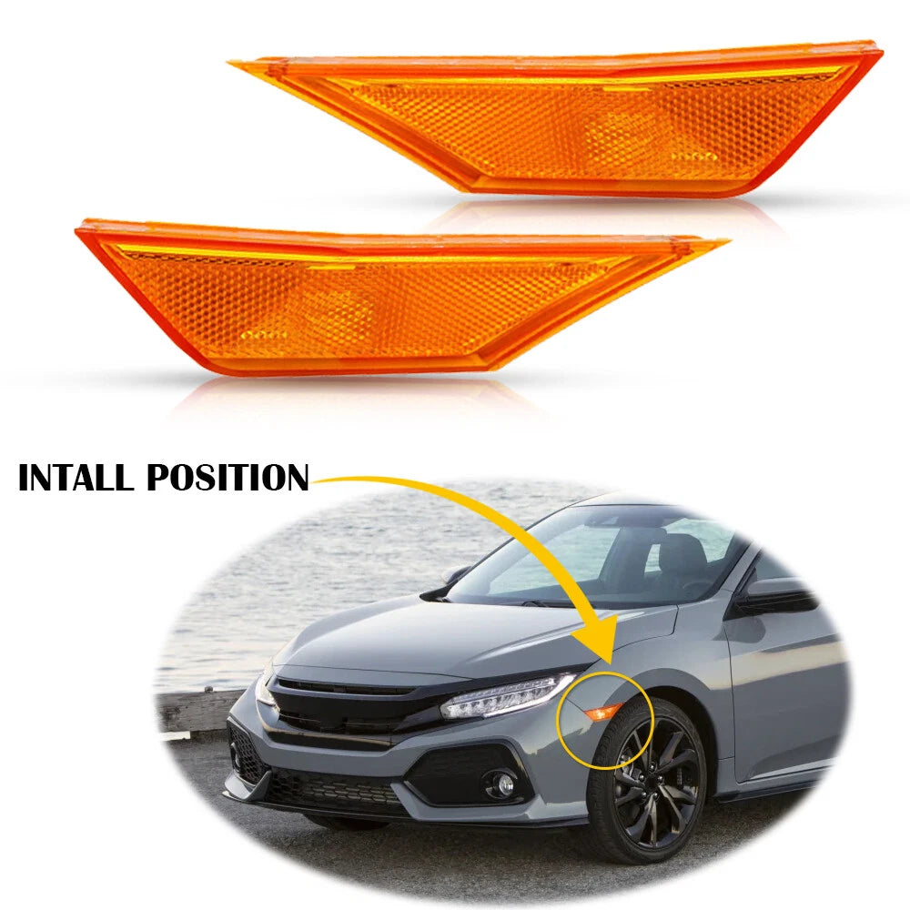 For 2016-2021 Honda Civic Front Bumper Reflector Side Marker Light Assembly EOA 6B93BC-57