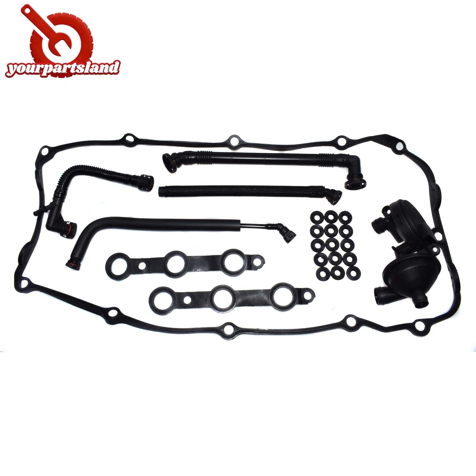 PCV Crankcase Vent Valve Breather Hose & Valve Cover Gasket Kit For BMW E46 325i 6B93BC-57