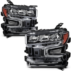 Pair Kit Headlights Assembly For 2019-2021 Chevrolet Silverado 1500 Black Amber KOEEP