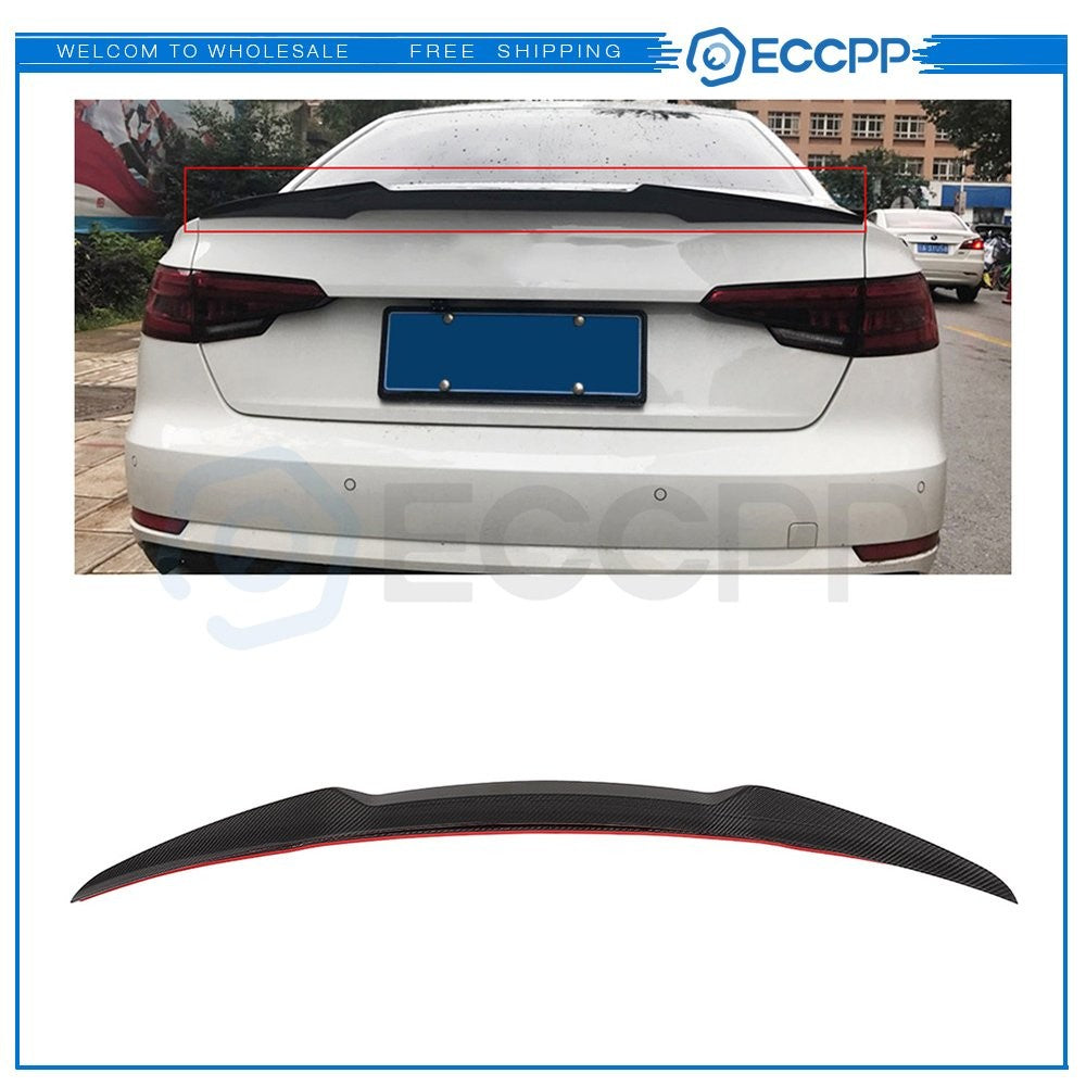 Fits 2017-2019 Audi A4 S4 Rear Trunk Glossy Carbon Fiber 6B93BC-57