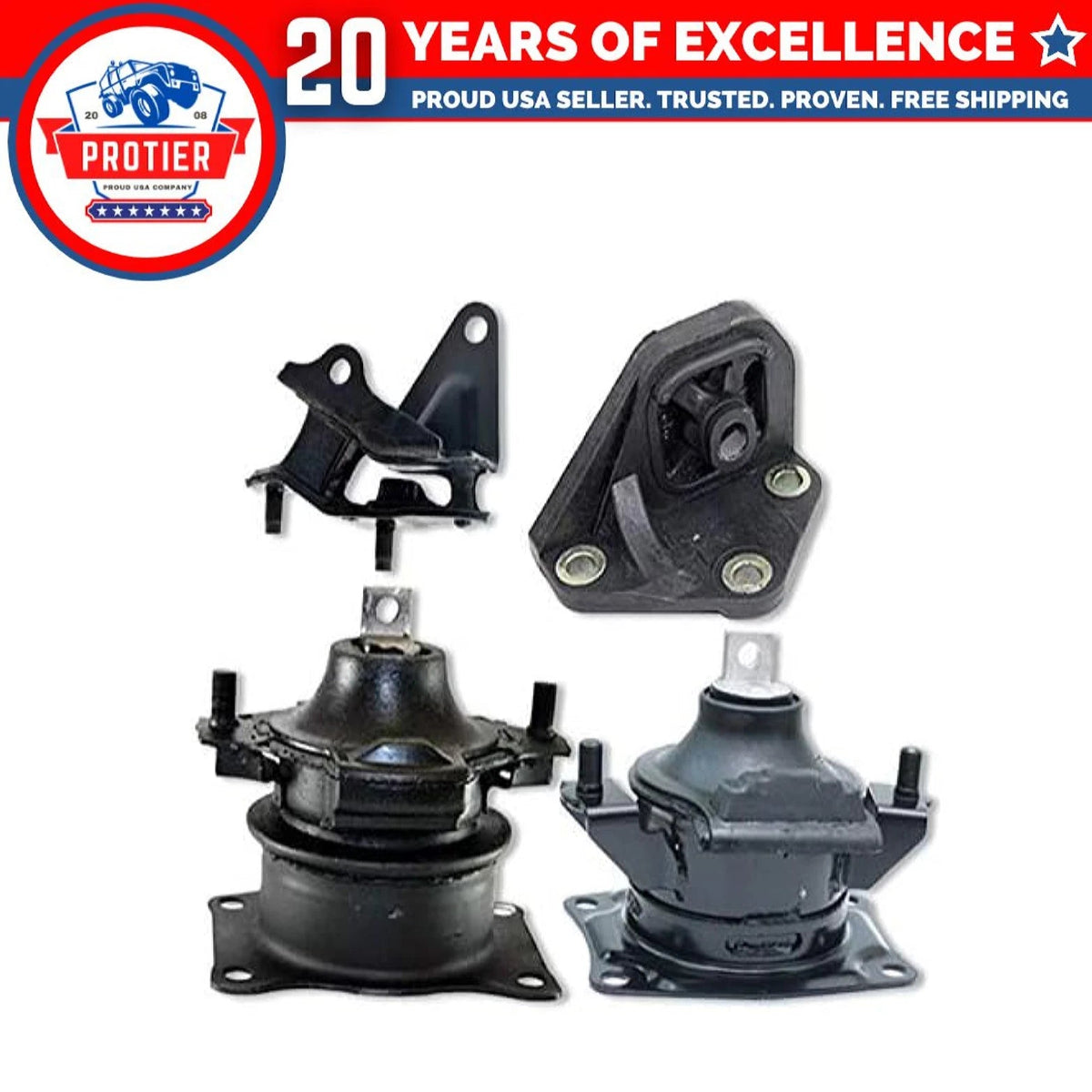 Fits 2003-2007 Honda Accord 2.4L MANUAL FR & RR Motor/RR & Up Trans Mount 4pc 6B93BC-57