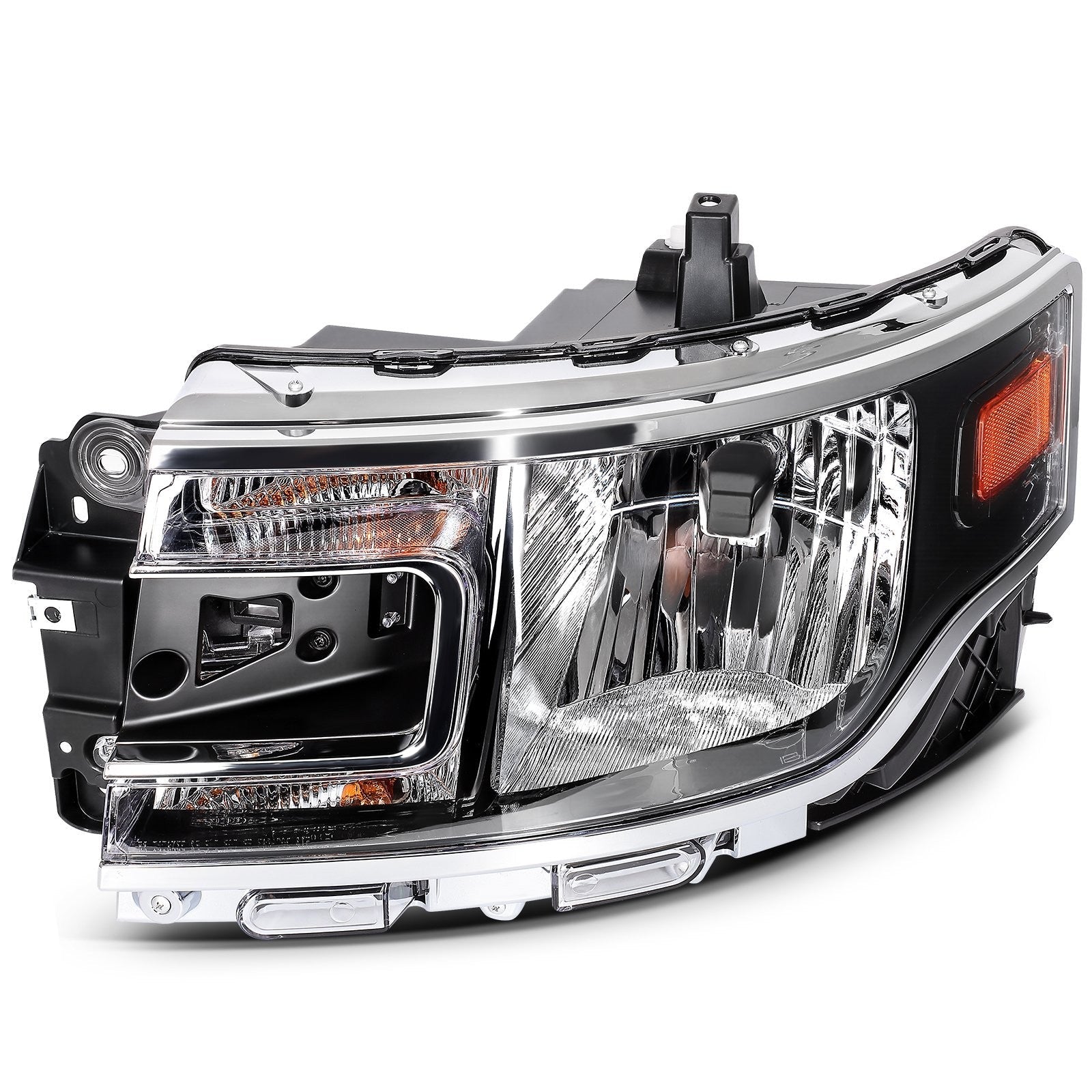 Pair Kit Halogen Headlights Assembly For 2013-2019 Ford Flex 3.5L Black Amber 6B93BC-57
