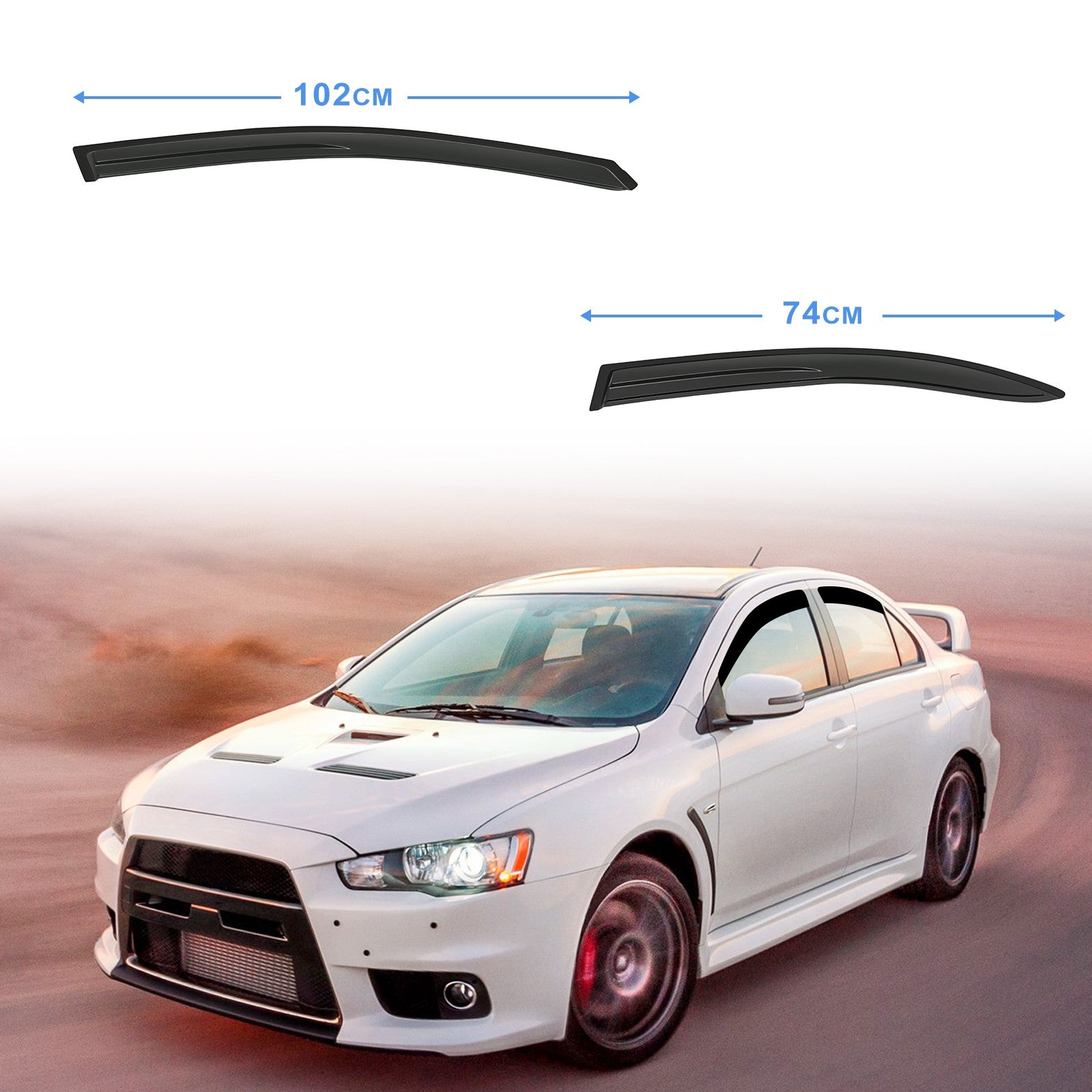 Window Visor Vent Rain Shades Guards Deflectors For 2008-2017 Mitsubishi Lancer MITSUBISHI