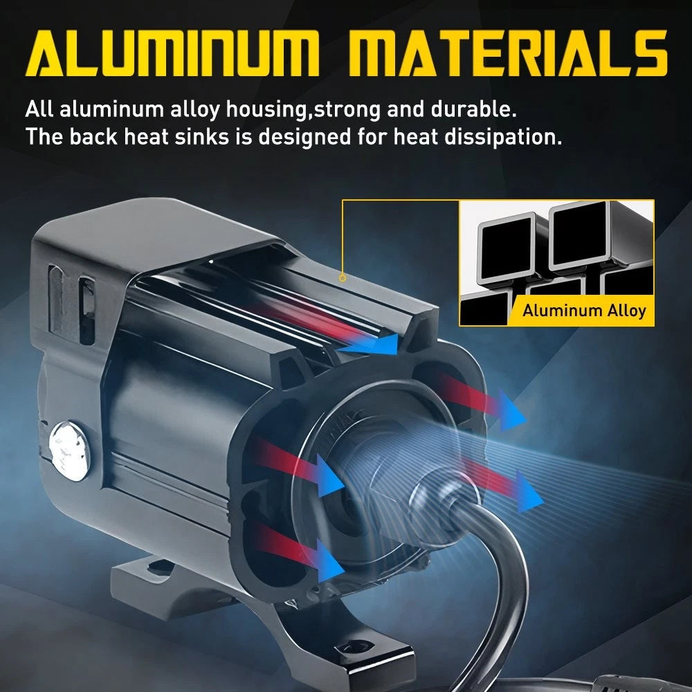 2Pcs Bi-colors Motorcycle LED Spotlight Headlight Driving Auxiliary Fog Lamps EA 6B93BC-57
