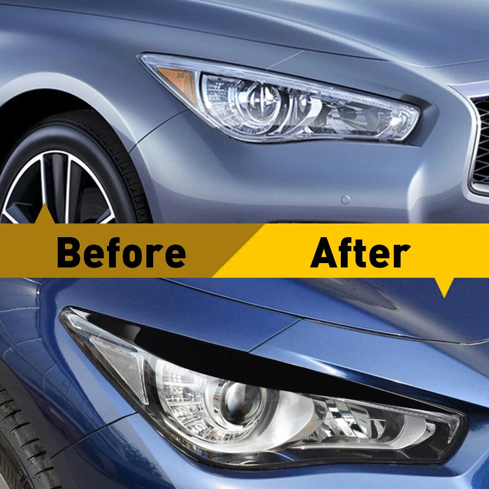 Headlight Eyelid Eyebrows Eye Lid Brow Gloss Black For Infiniti Q50 2014-2021 EA 6B93BC-57