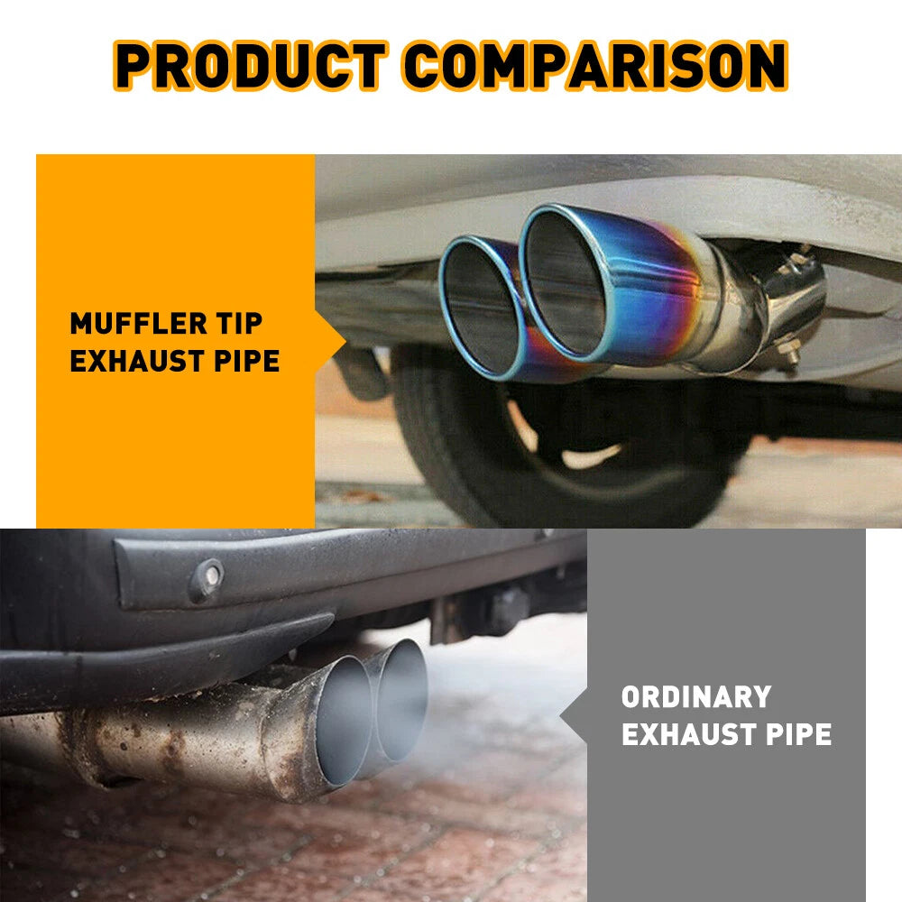 Car Dual Outlet Rear Muffler Tip Exhaust Pipe Tail Throat Replace For 1.4-2.5 EA 6B93BC-57