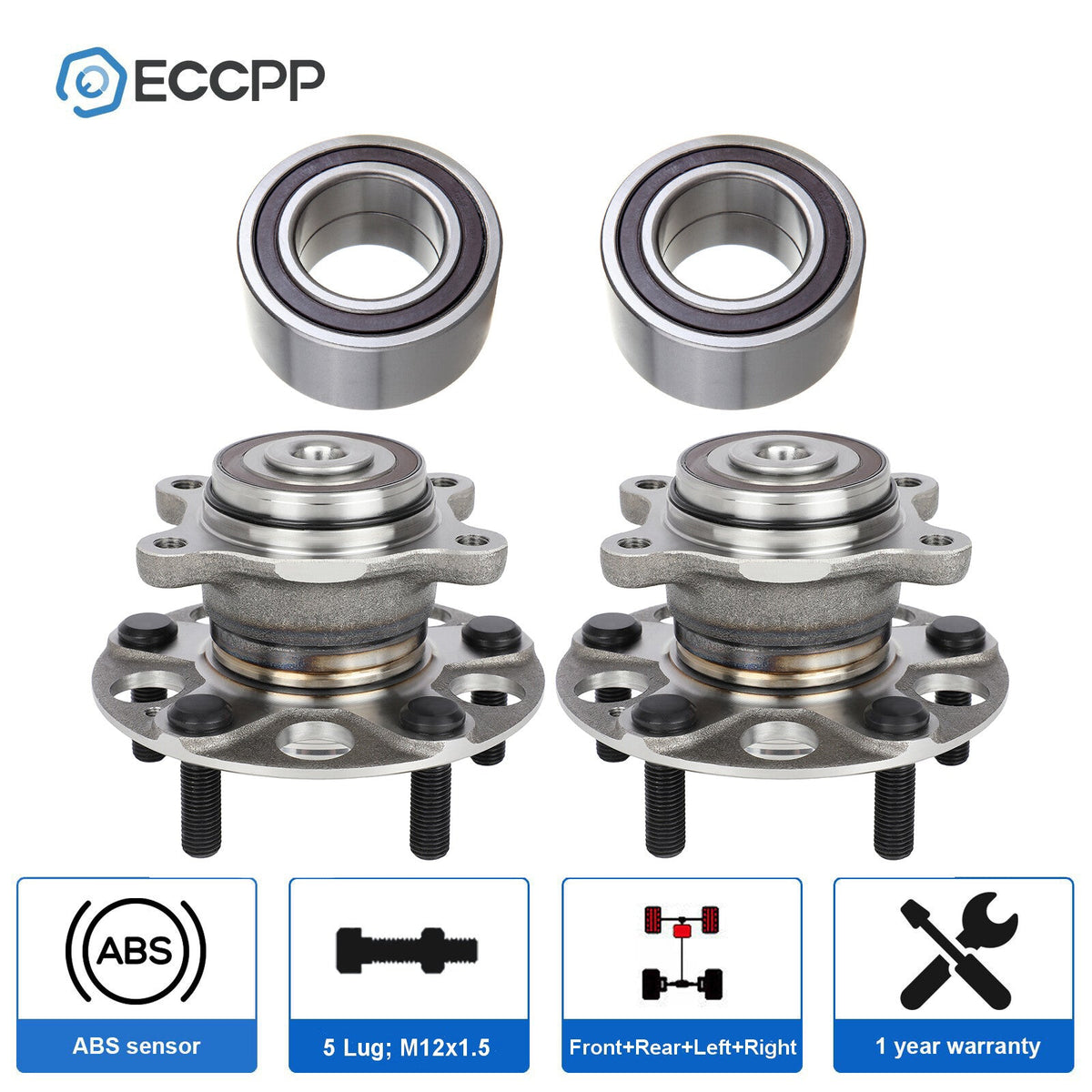 4X Wheel Hub Bearings Front Rear For Honda Civic Si 2.0L 2006-2011 Acura CSX FWD 6B93BC-57