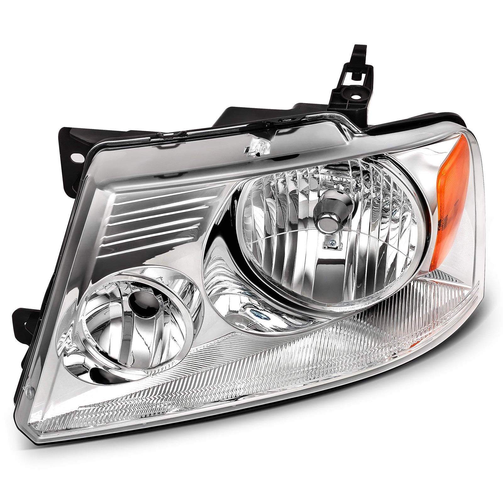 Pair Kit Halogon Headlights Assembly For 2004-2008 Ford F-150 Chrome Amber 6B93BC-57