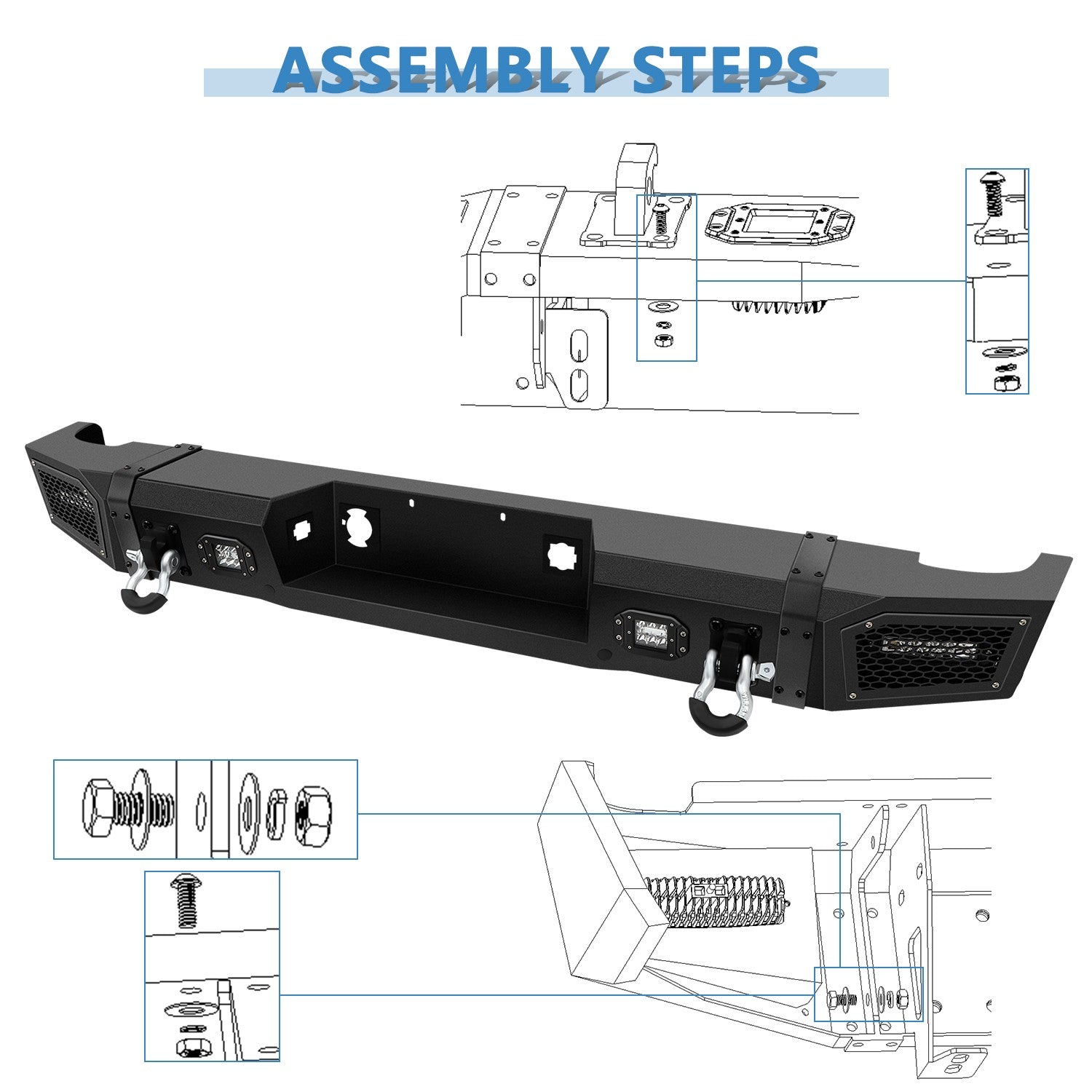 For 2011-2014 Chevy Silverado 2500 3500 HD Complete Steel Rear Bumper Assembly 6B93BC-57