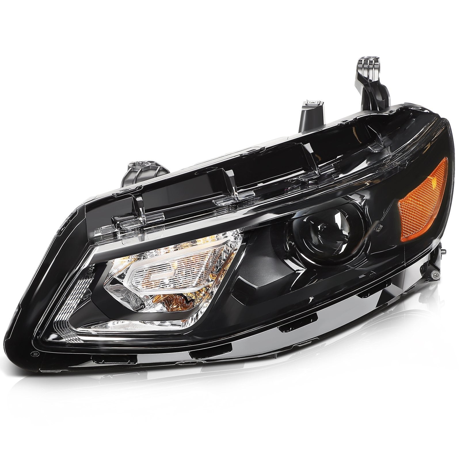 ECCPP Headlights Assembly For Chevrolet Malibu 2016-2018 Pair Kit Black Amber 6B93BC-57