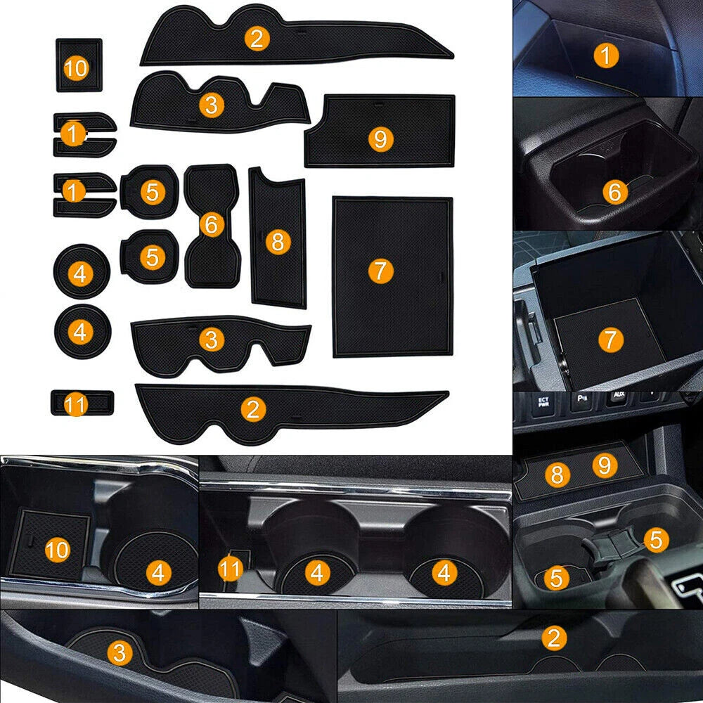 For 2016-2021 Toyota Tacoma Cup and Door Center Console Liner Insert Black Trim 6B93BC-57