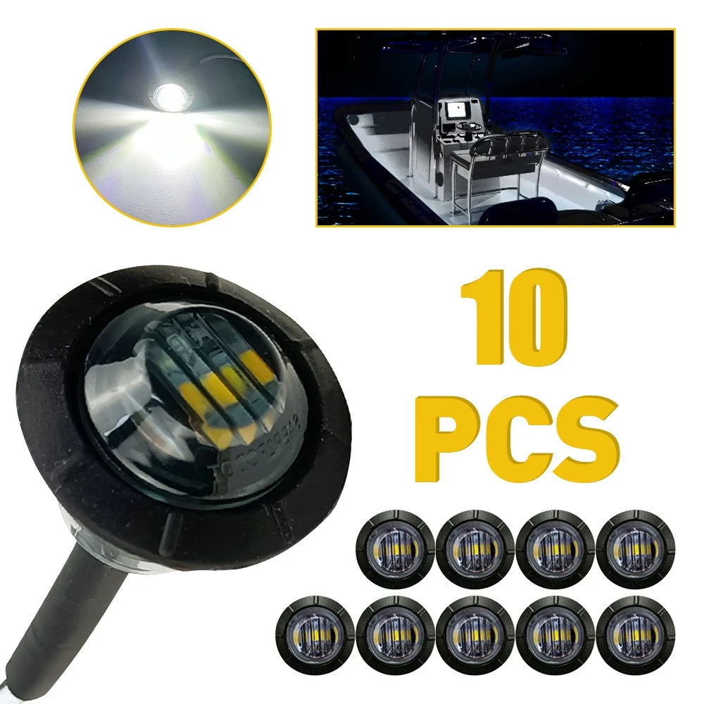 10x Smoked White 3/4" Bullet Round LED Side Marker Lights for Trailer Truck RV A 6B93BC-57