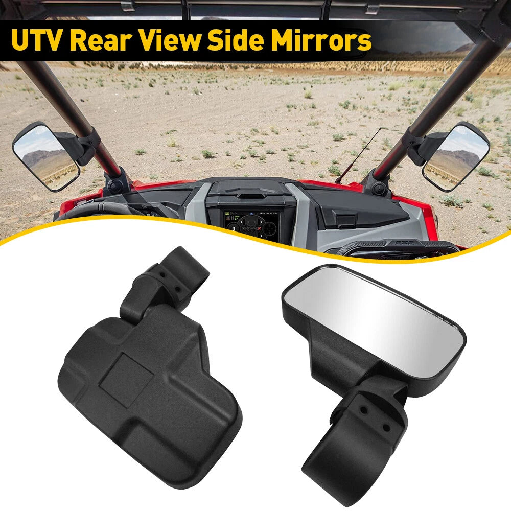 UTV Rear View Mirror Side Set Mirrors Roll Cage Clamp 1.75"-2" For Polaris RZR 6B93BC-57