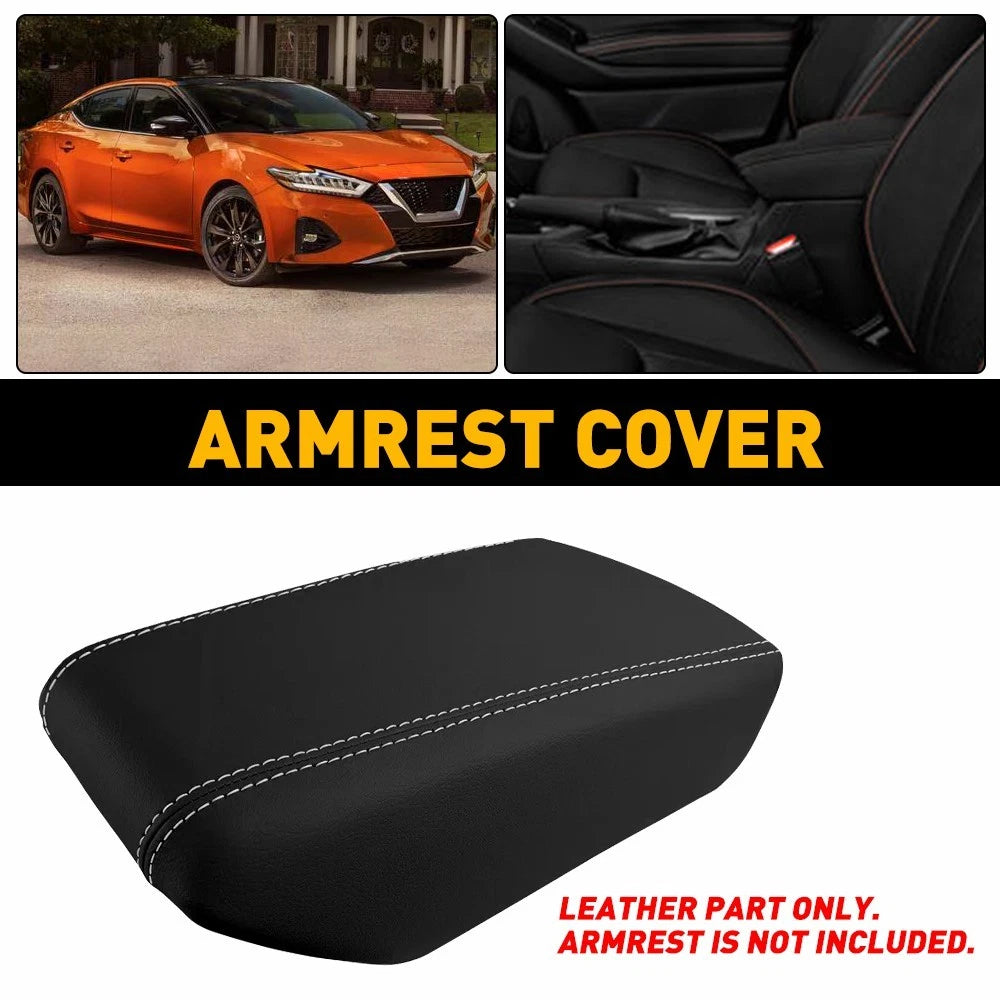 Fit 2016-2023 Nissan Maxima Center Console Lid Armrest Leather Cover Gray Stitch 6B93BC-57