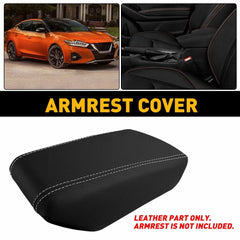 Fit 2016-2023 Nissan Maxima Center Console Lid Armrest Leather Cover Gray Stitch 6B93BC-57